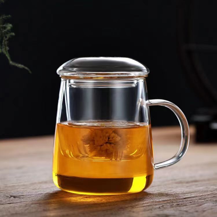 Glass Tea Cup With Infuser And Lid