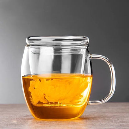 Glass Tea Cup With Infuser And Lid