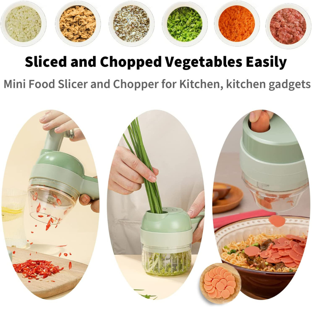 4 In 1 Handheld Electric Vegetable Cutter Multifunction Vegetable Fruit  Slicer