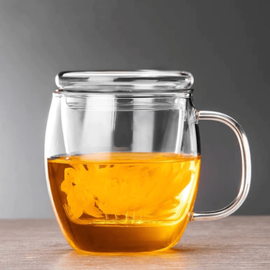 Glass Tea Cup With Infuser And Lid