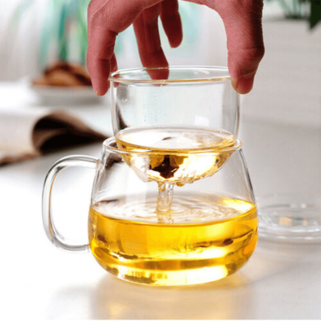 Glass Tea Cup With Infuser And Lid