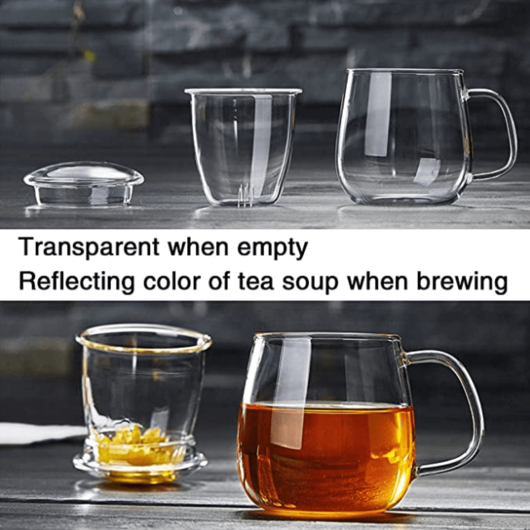 Glass Tea Cup With Infuser And Lid